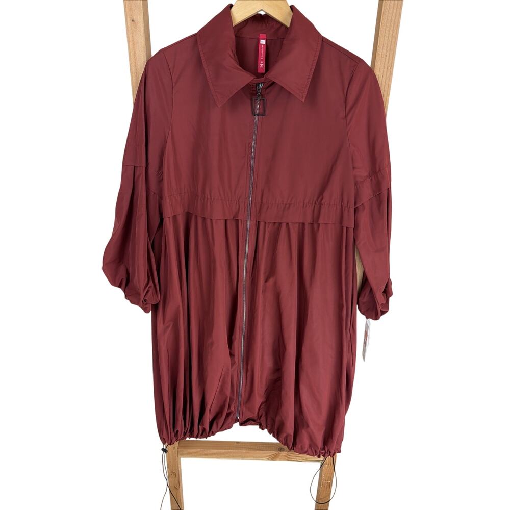 NWT IC Collection Maroon ZipUp Drawstring Bubble Coat Jacket Large USA